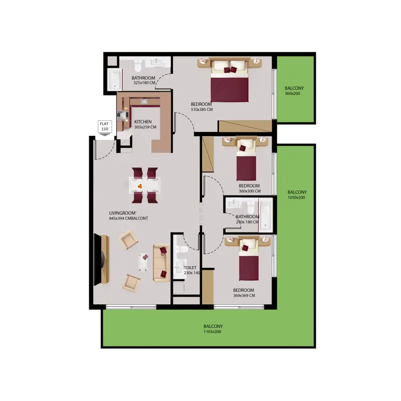 3 bedroom floor plan