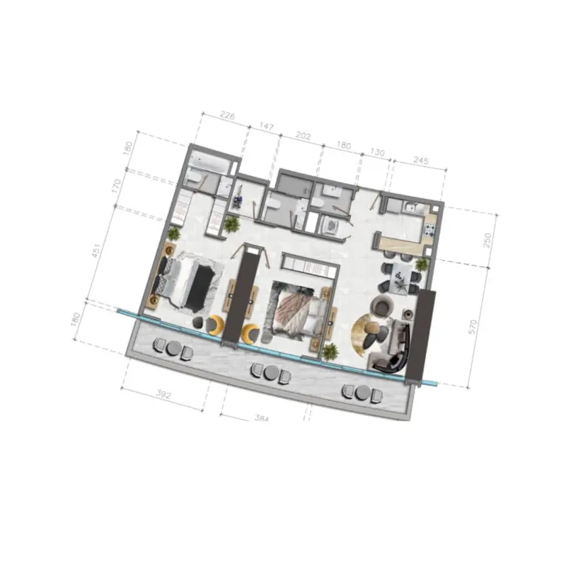 2 bedroom floor plan