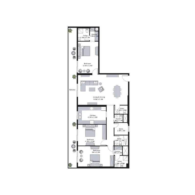 3 bedroom floor plan