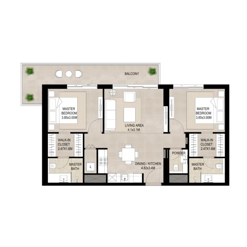 2 bedroom floor plan