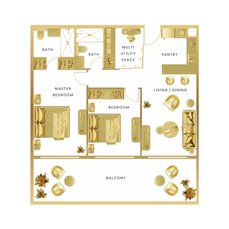 2 bedroom floor plan