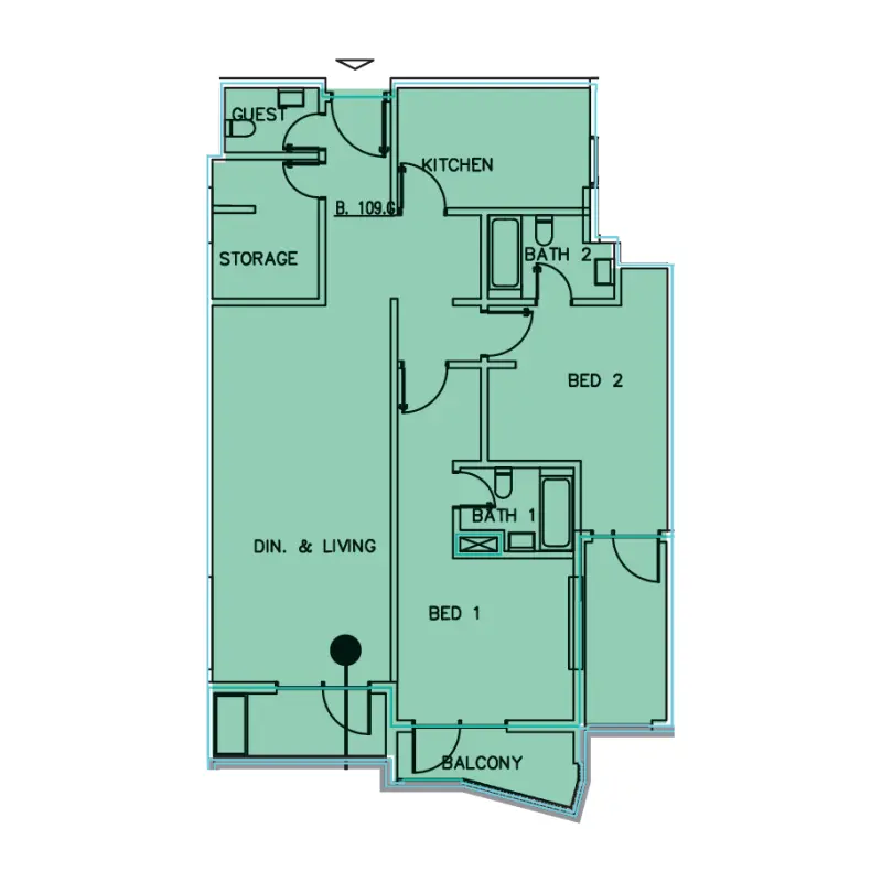 2 bedroom floor plan