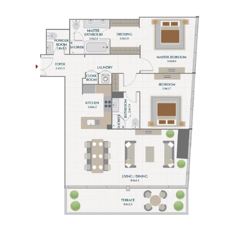 2 bedroom floor plan