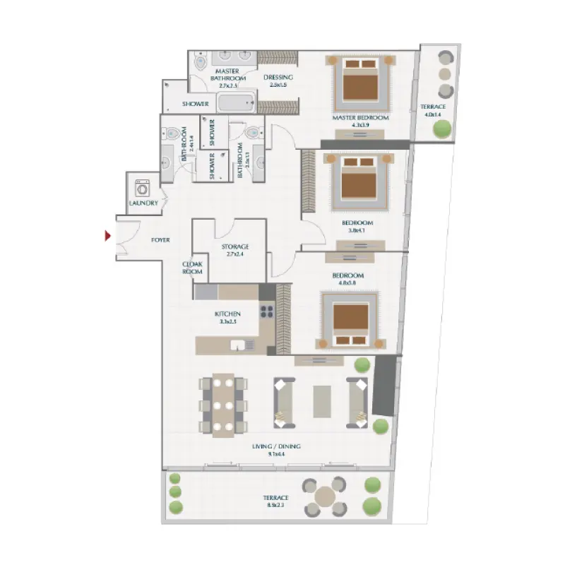 3 bedroom floor plan