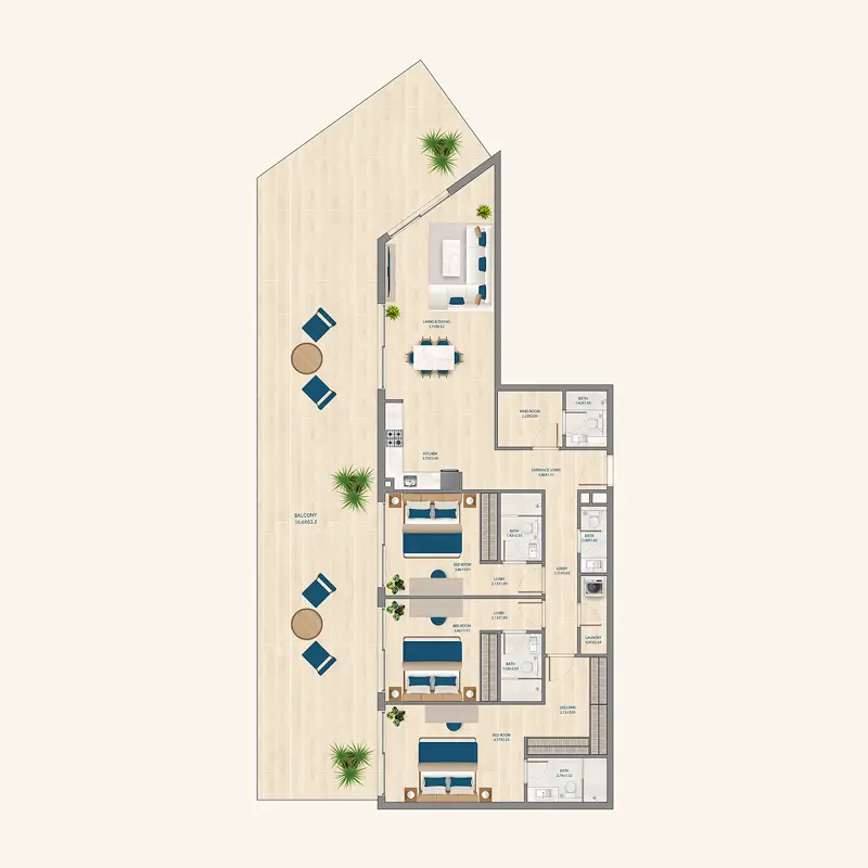 3 bedroom Apartments -  Lumiere Heights floor plan