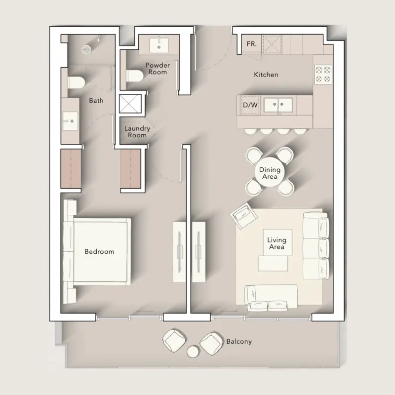 1 bedroom floor plan