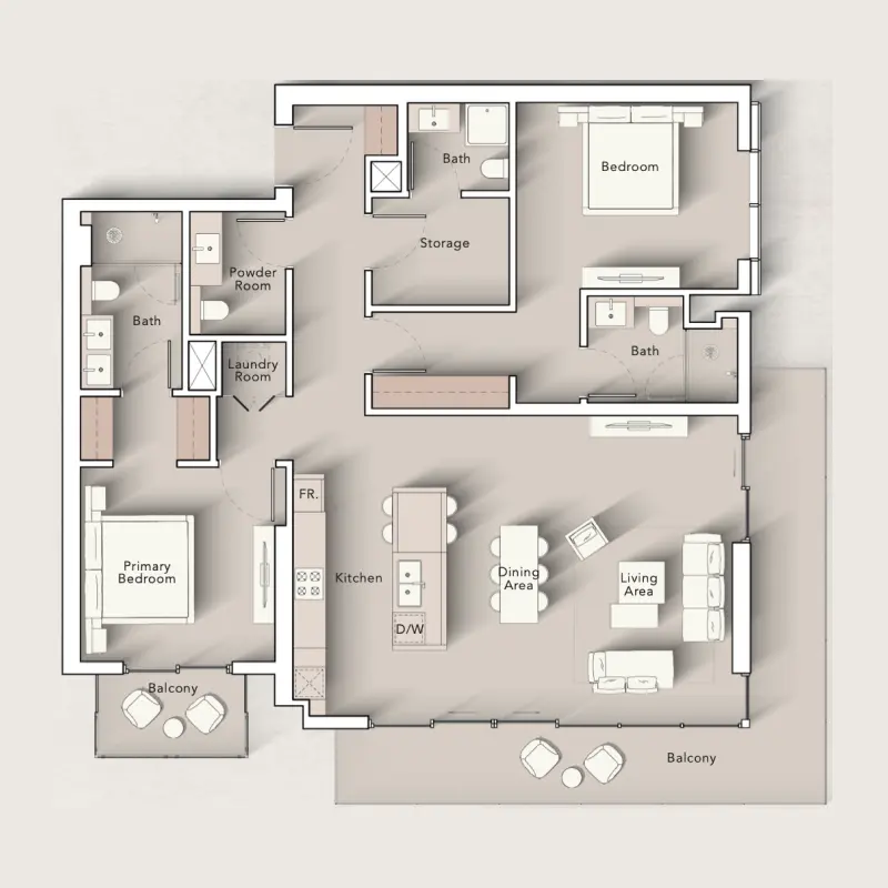 2 bedroom floor plan