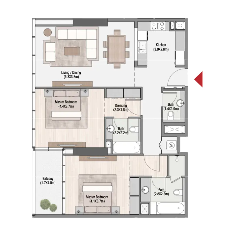 2 bedroom floor plan