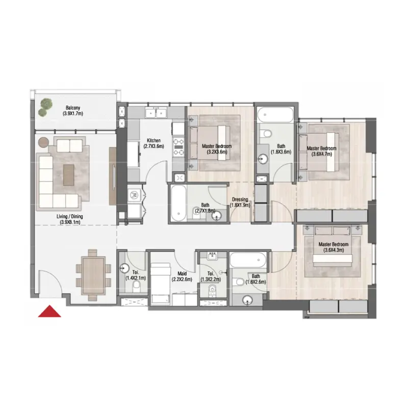 3 bedroom floor plan