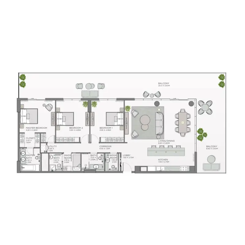 3 bedroom floor plan