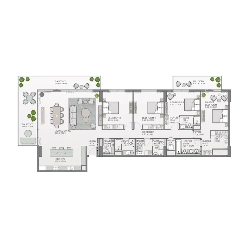 4 bedroom floor plan