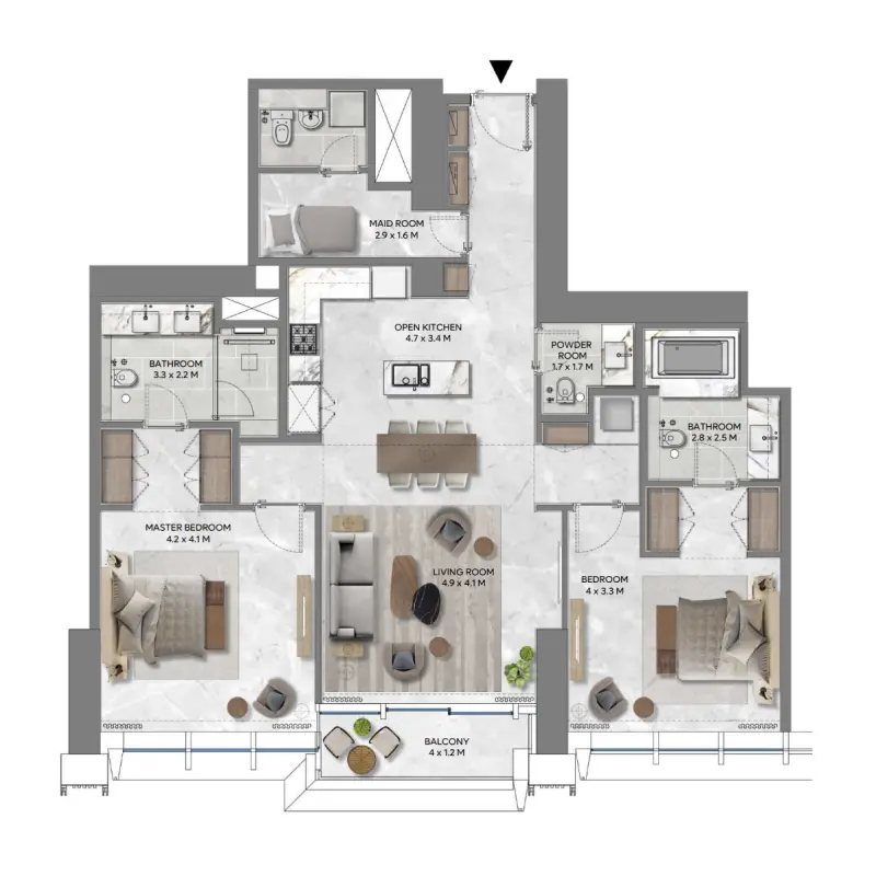 2 bedroom Apartments -  DIFC Heights Tower floor plan