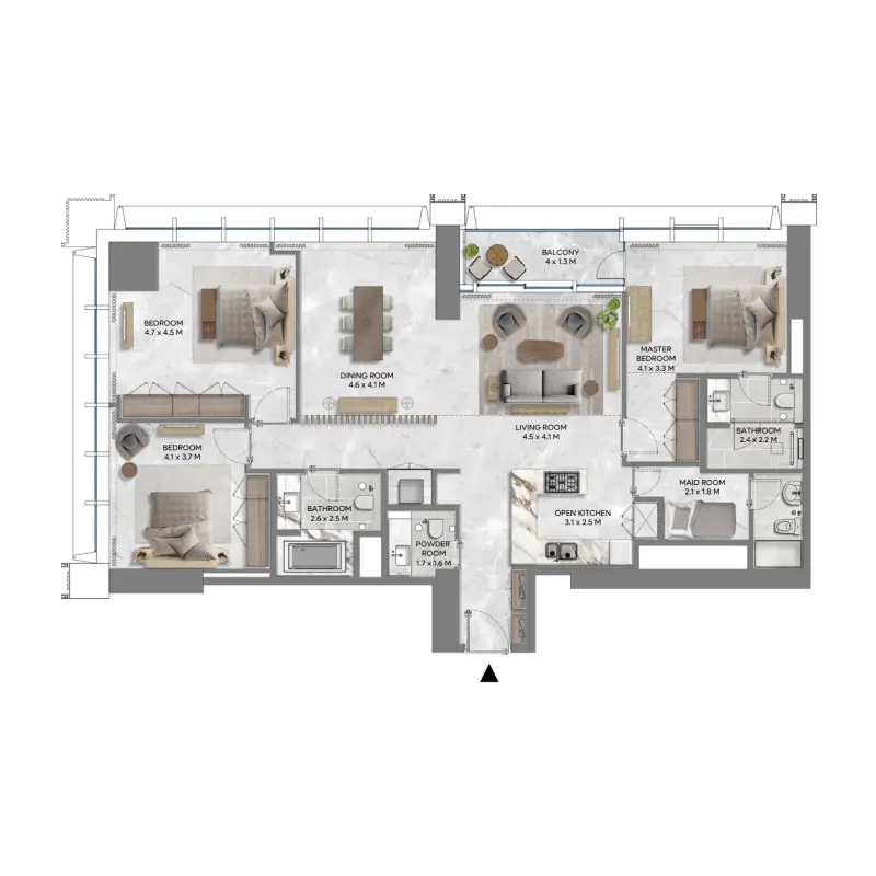 3 bedroom Apartments -  DIFC Heights Tower floor plan