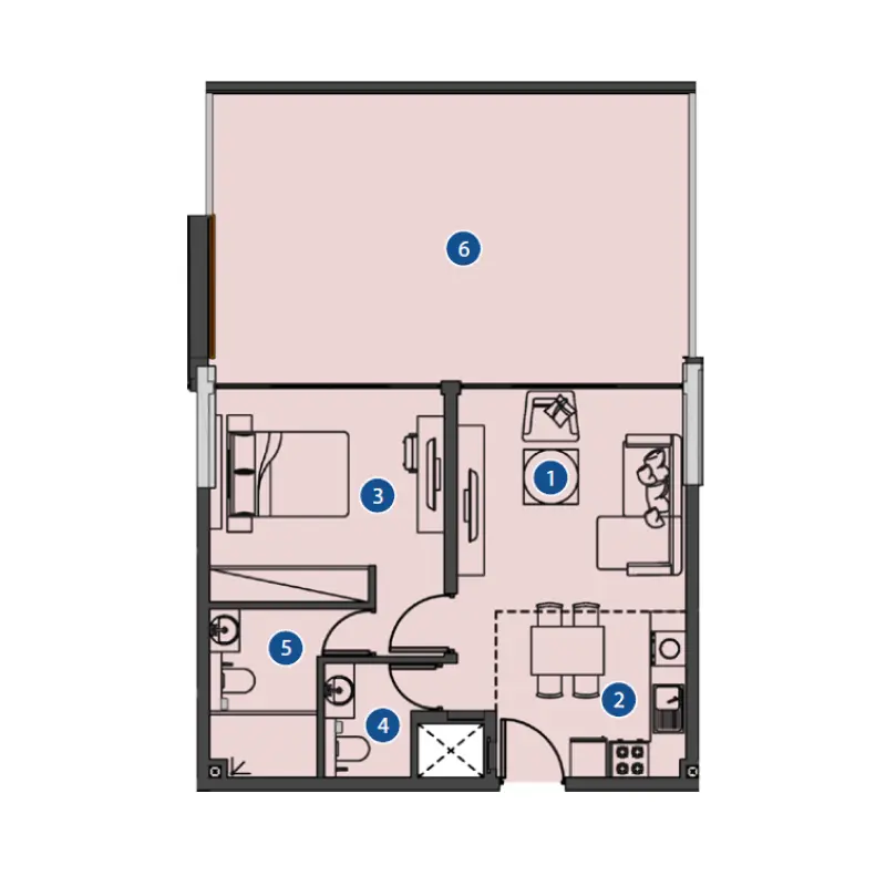 1 bedroom floor plan