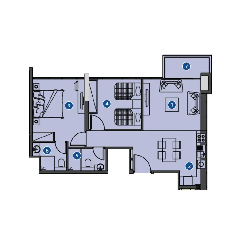 2 bedroom floor plan