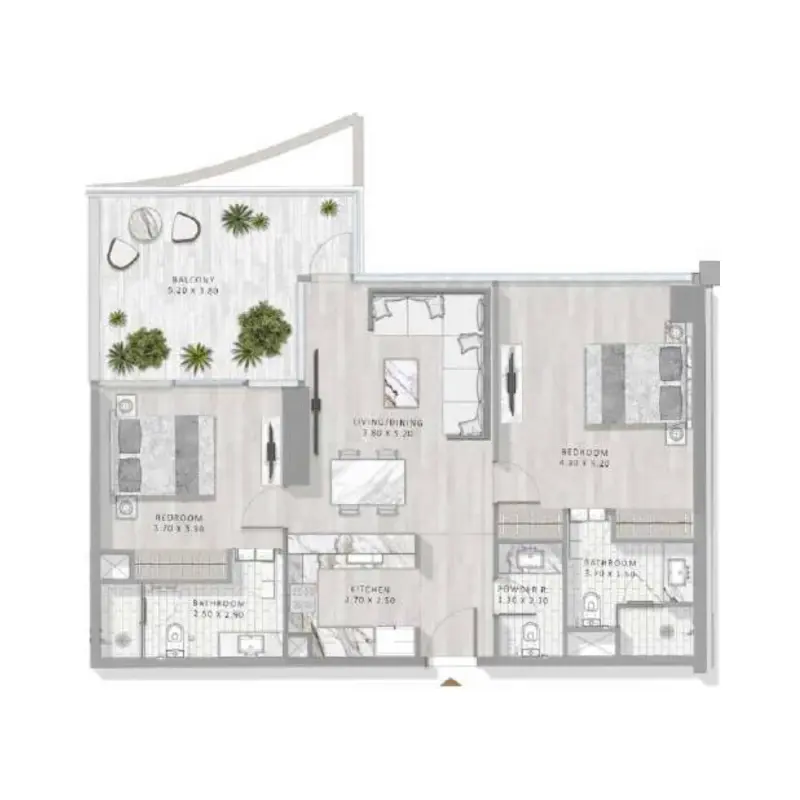 2 bedroom floor plan