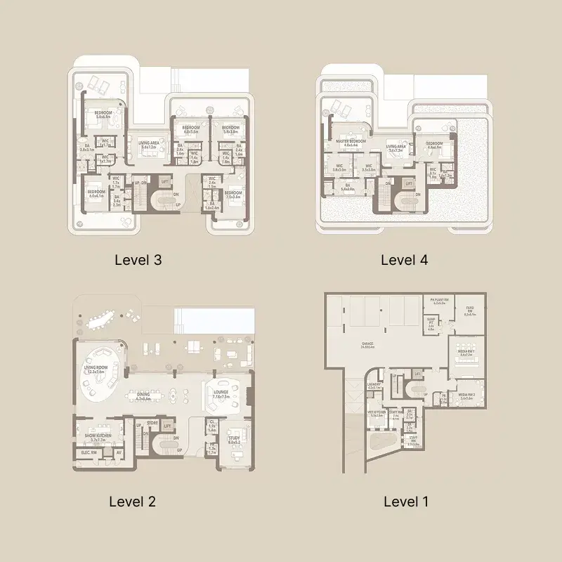 7.5 bedrooms villa - Jumeirah Asora Bay floor plan