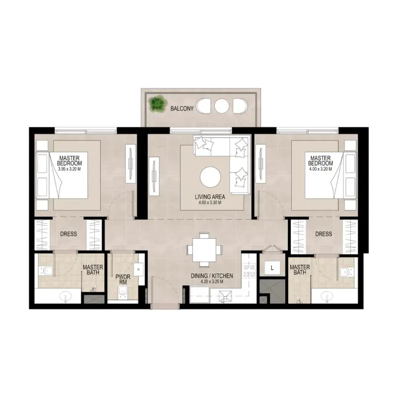 2 bedroom floor plan