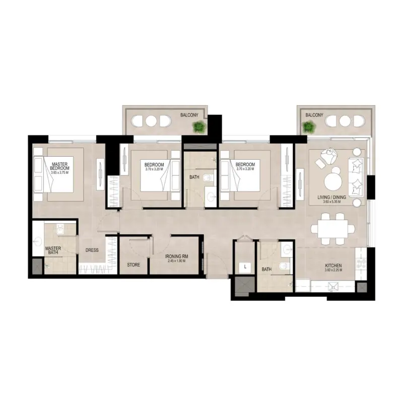 3 bedroom floor plan