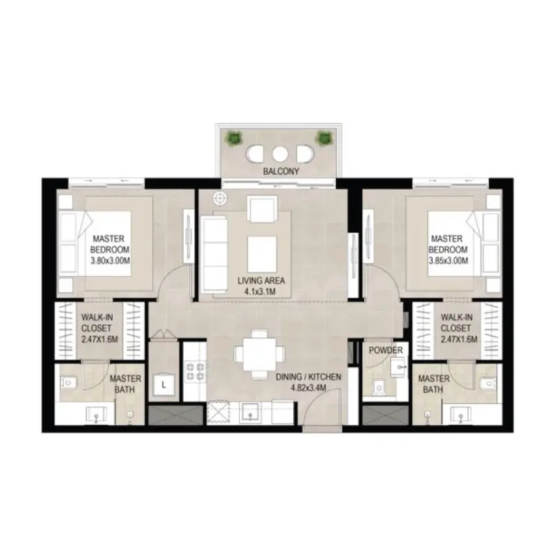2 bedroom floor plan