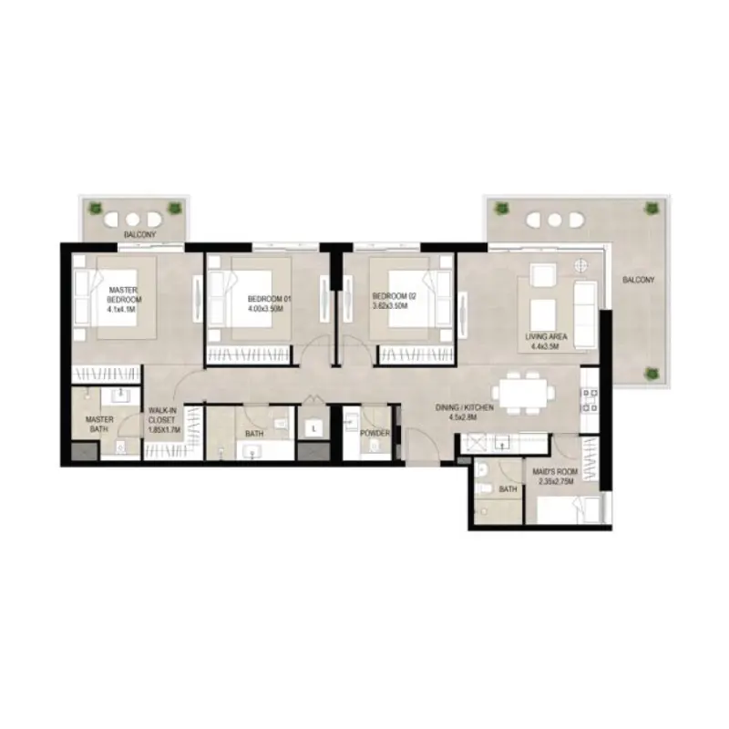 3 bedroom floor plan