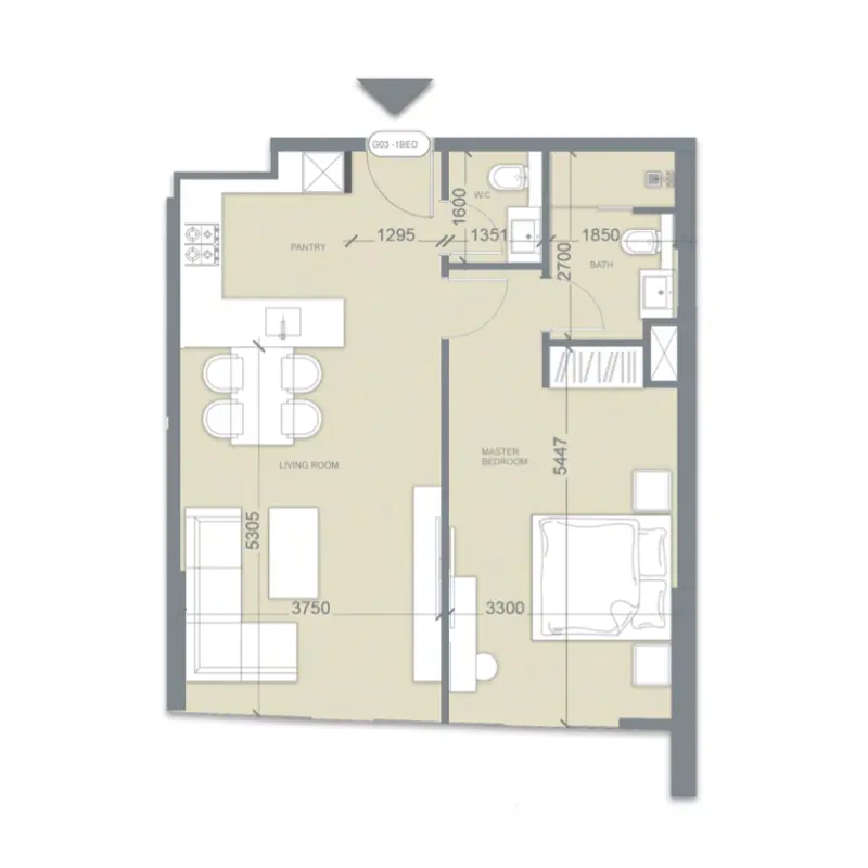 1 bedroom floor plan