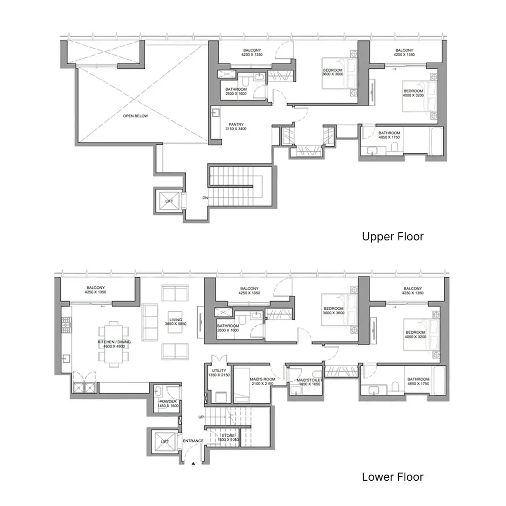 4 Bedrooms duplex - The Element at Sobha One floor plan