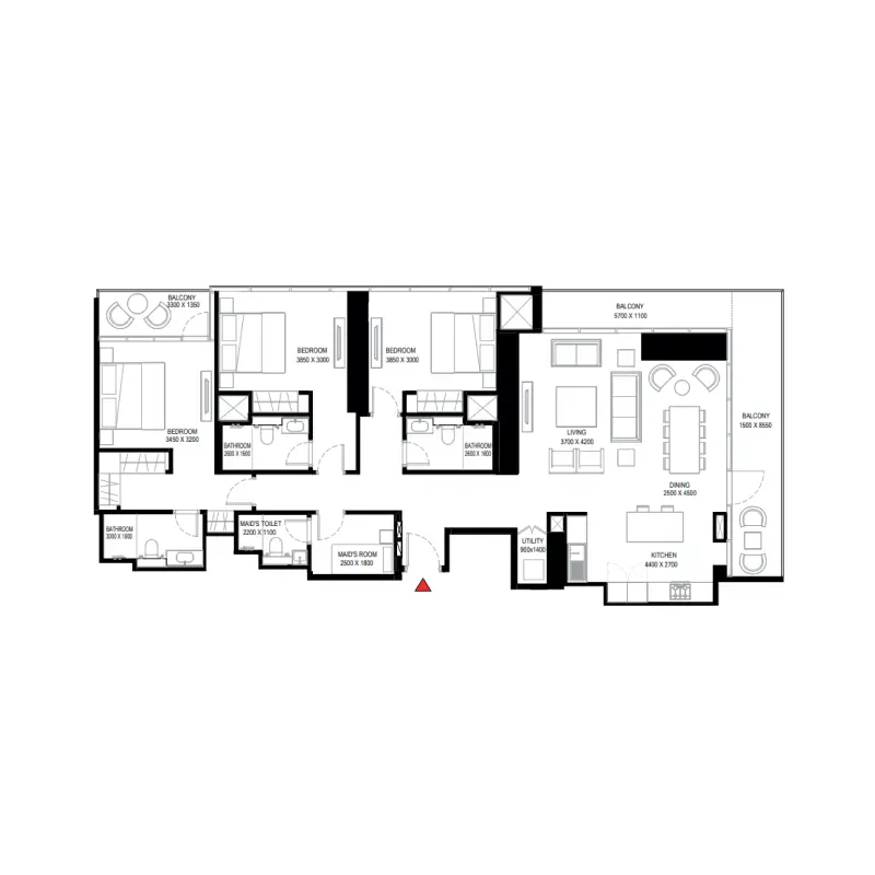 3 bedroom floor plan