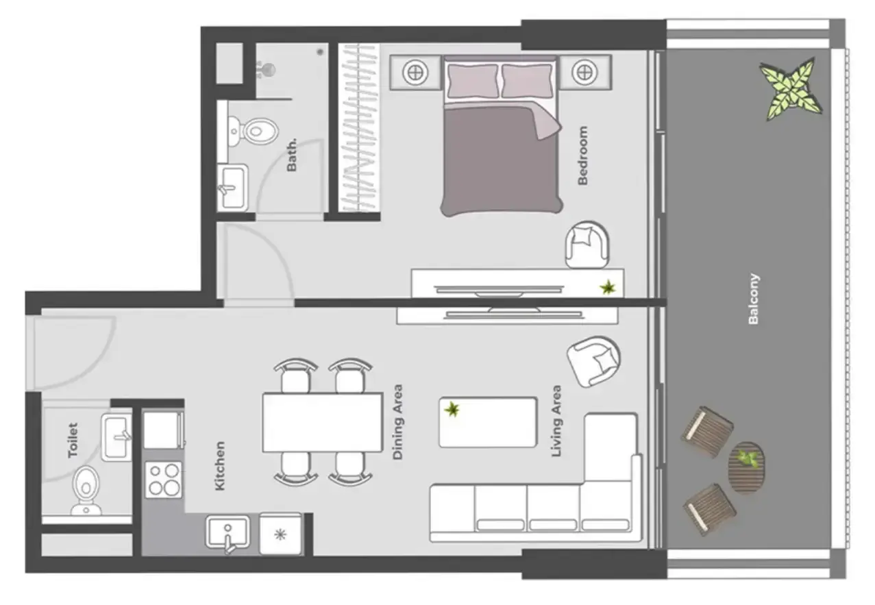 1 Bedroom apartments - Arib Collection floor plan