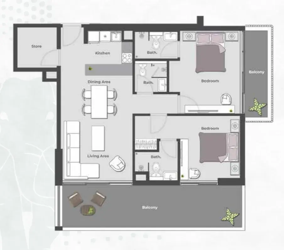 2.5 bedrooms apartments - Arib Collection floor plan