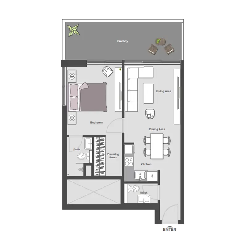 1 bedroom Apartments -  Arib Collection floor plan