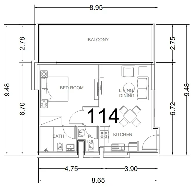 1 Bedroom apartments - AG Ark floor plan