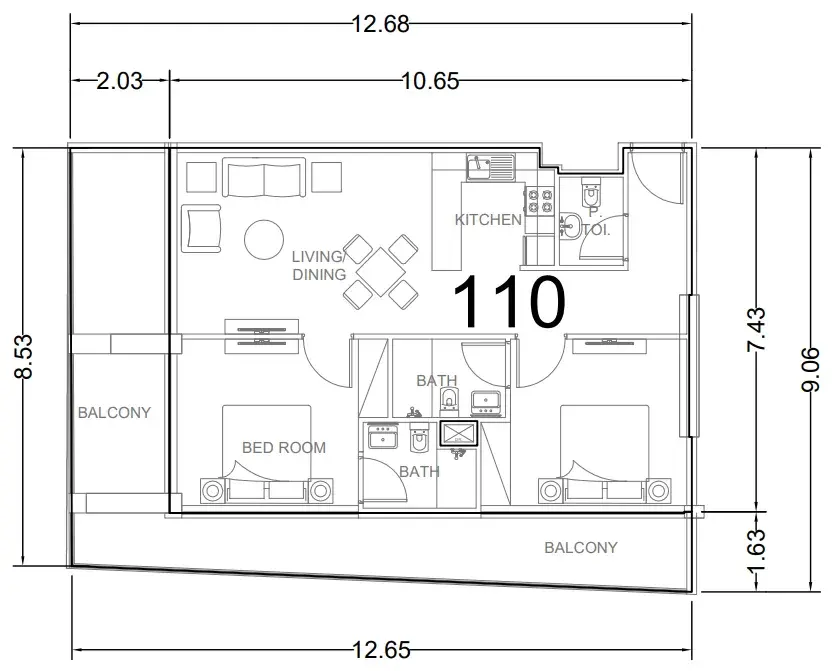2 Bedrooms apartments - AG Ark floor plan