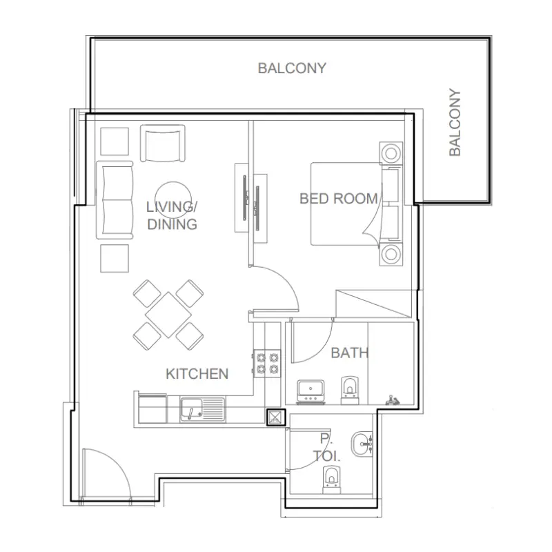 1 bedroom floor plan