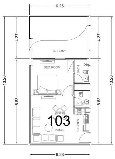 1 Bedroom apartments - AG Aum floor plan