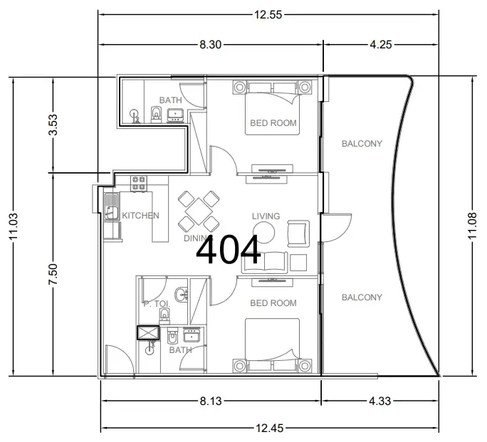 2 Bedrooms apartments - AG Aum floor plan