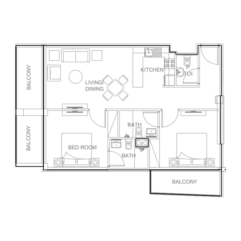 2 bedroom floor plan