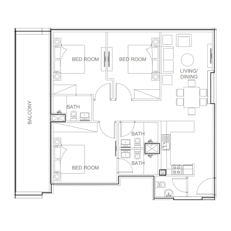 3 bedroom floor plan