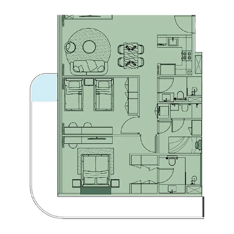 2 bedroom + pool Apartments -  Cove Edition 5 floor plan
