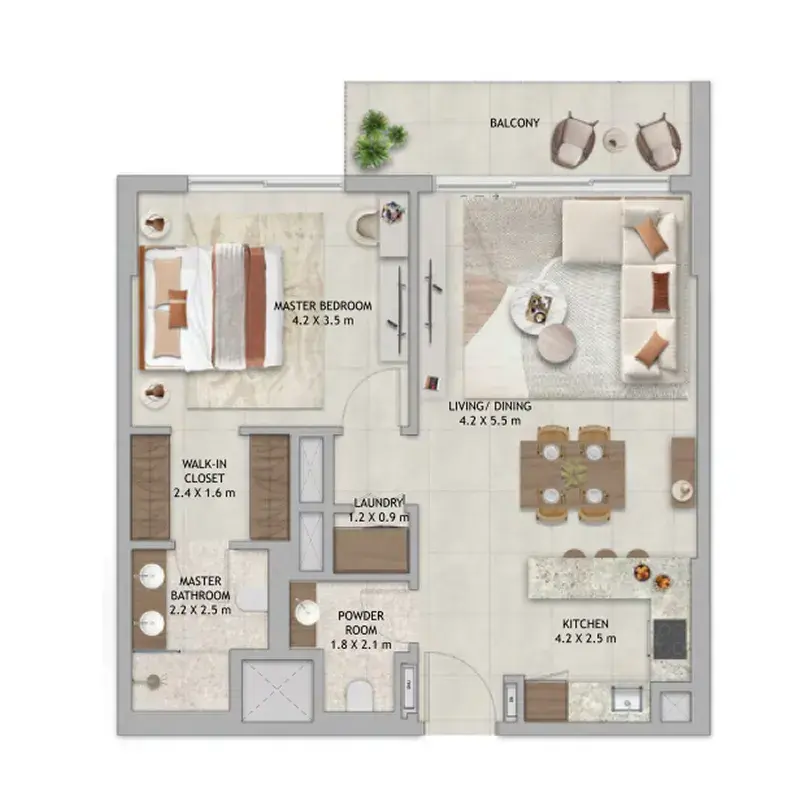 1 Bedroom apartments - Verdes by Haven floor plan