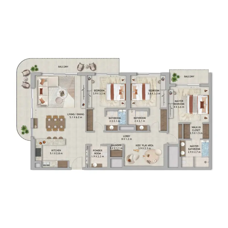 3 bedroom floor plan