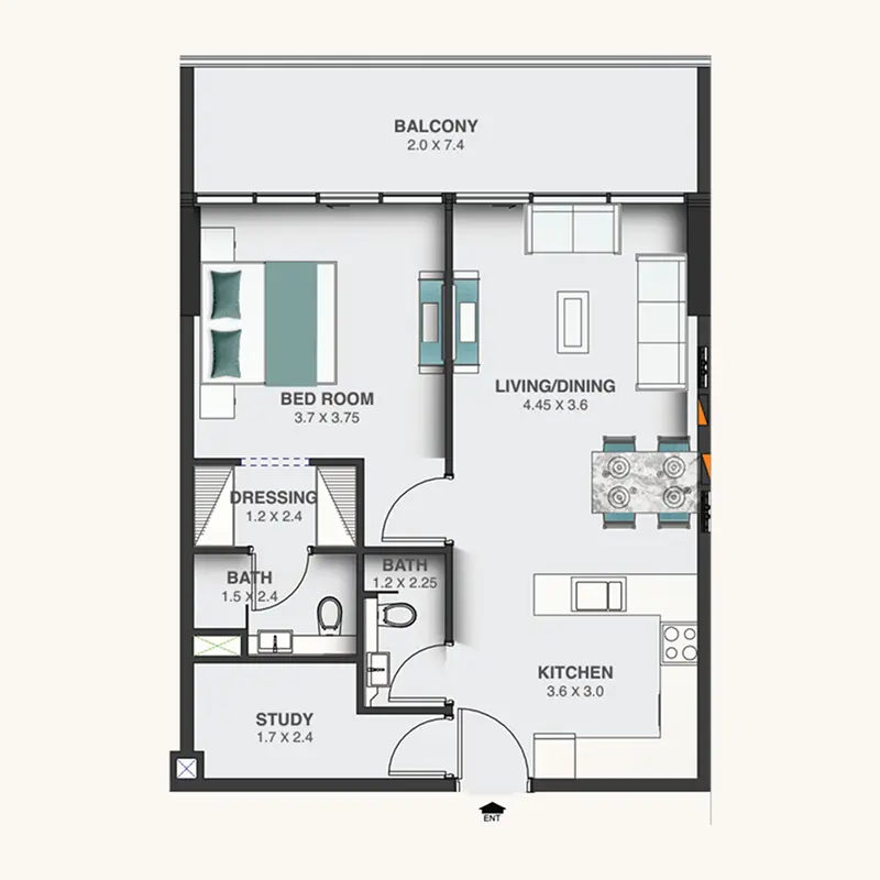 1 bedroom Apartments -  Floarea Oasis floor plan