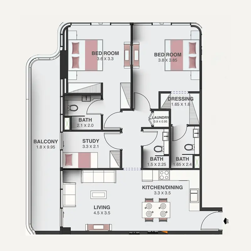 2 bedroom Apartments -  Floarea Oasis floor plan