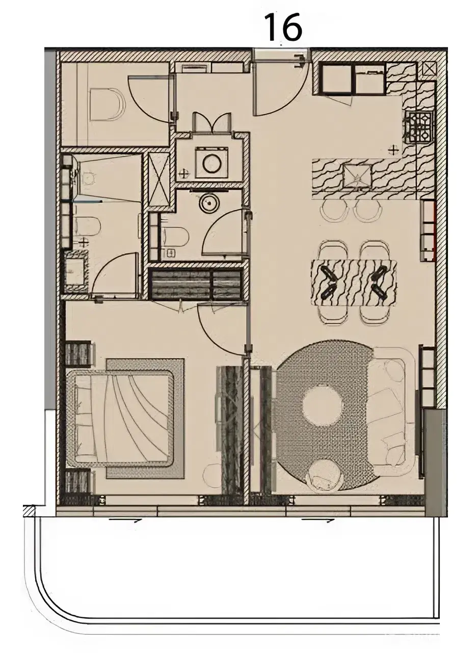 1 Bedroom apartments - Cove Edition 6 floor plan
