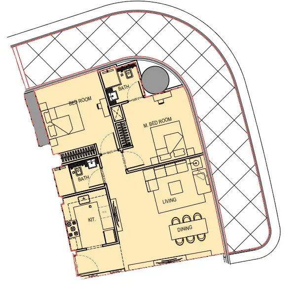 2 Bedrooms apartments - Binghatti Hills floor plan