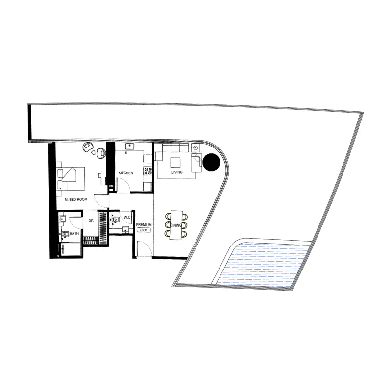 1 bedroom floor plan