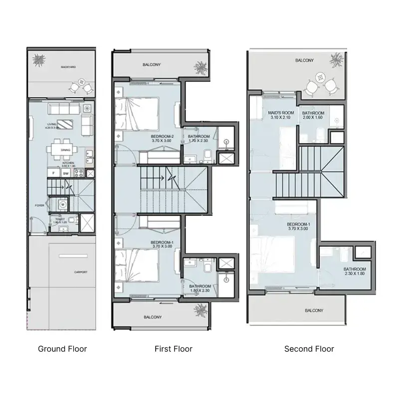 3 Bedrooms townhouse - Taormina Village floor plan