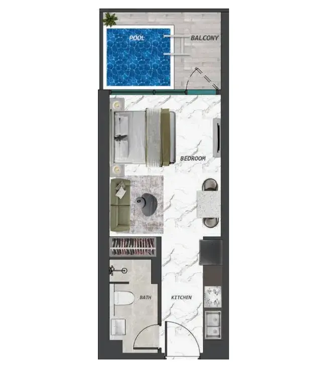 Studio apartments - Ivy Gardens 2 by Samana floor plan