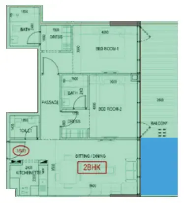 2 Bedrooms apartments - Ivy Gardens 2 by Samana floor plan