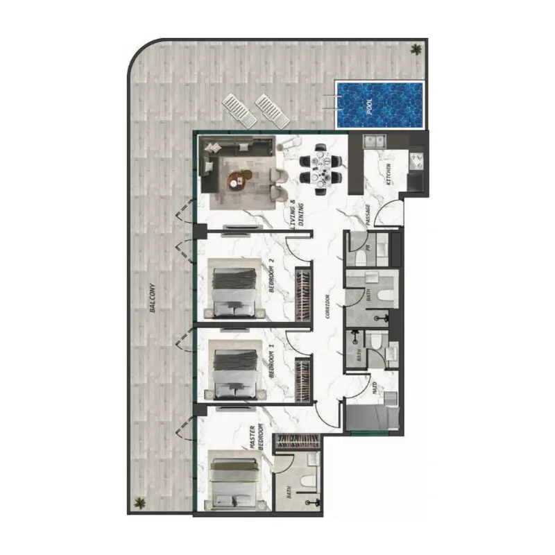 3 bedroom floor plan